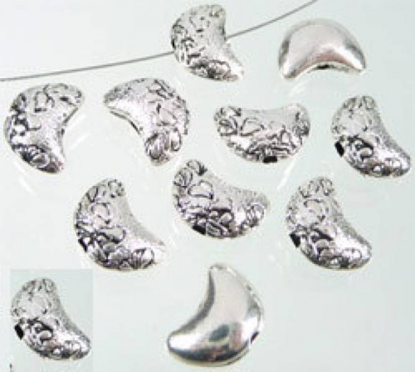10 Metallperlen Mond 10mm silber/platin 06340
