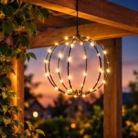 1 x LED Kugel 15cm 40 LEDS Leuchtball extra warmweiß gold Batterie Timer