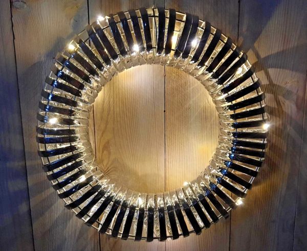 LED Kranz silber 30cm mit 20 LEDs Timer batteriebetrieben für innen