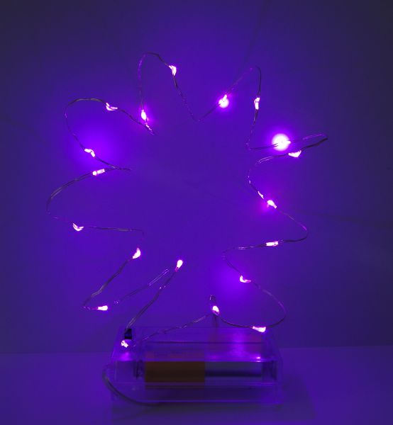 LED Lichterkette 20er Micro Silberdraht batteriebetrieben violett