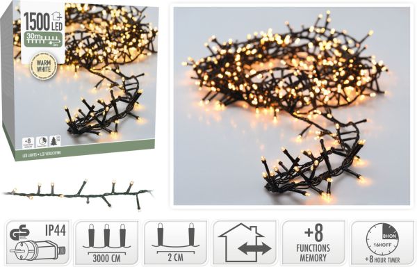 LED Clusterlichterkette 800er Lichterkette warmweiß mit Timer strombetrieben innen außen