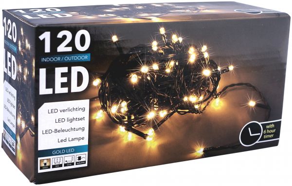 Led Strom Lichterkette 120 Leds extra warmweiß mit 6 Stunden Timer