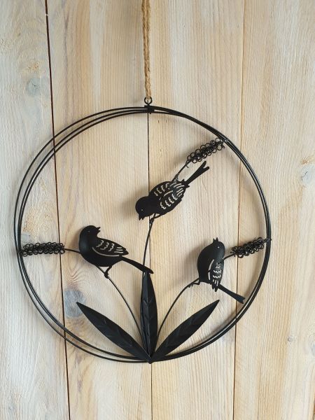 Metallschild rund schwarz Vogel Garten Fenster Wand Gartendeko Ornament 28cm