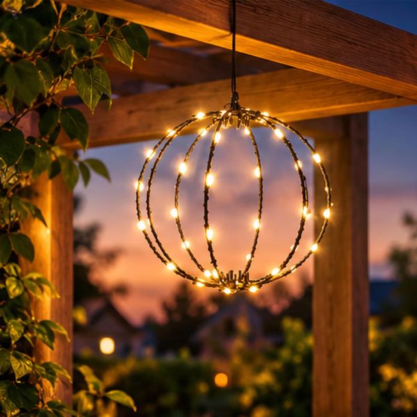 1 x LED Kugel 15cm 40 LEDS Leuchtball extra warmweiß gold Batterie Timer