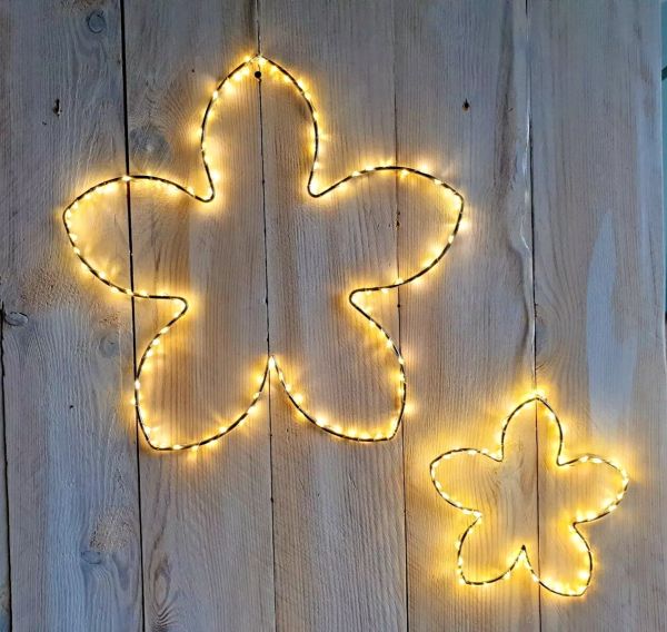 LED Blume Metall 2er Set 30cm + 15cm warmweiß für innen außen Batterie Timer
