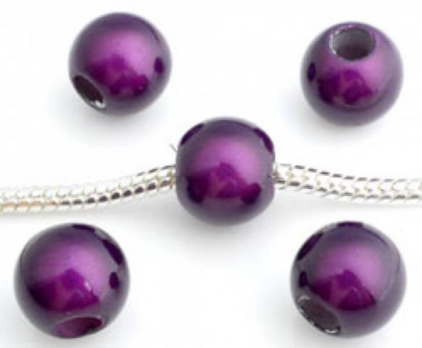 5 Miracle Beads 10mm Kunststoff lila 10283