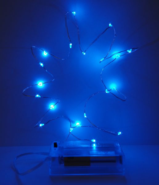 LED Lichterkette 20er Micro Silberdraht batteriebetrieben blau