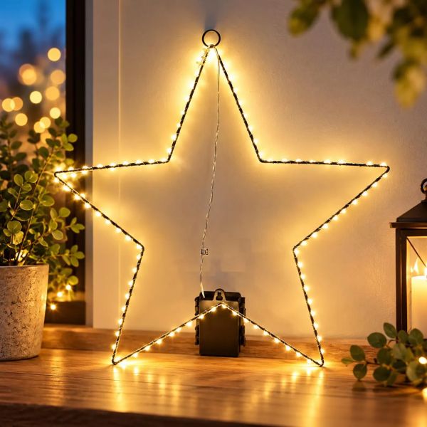 89er LED Stern Drahtstern 40cm warmweiß mit Timer