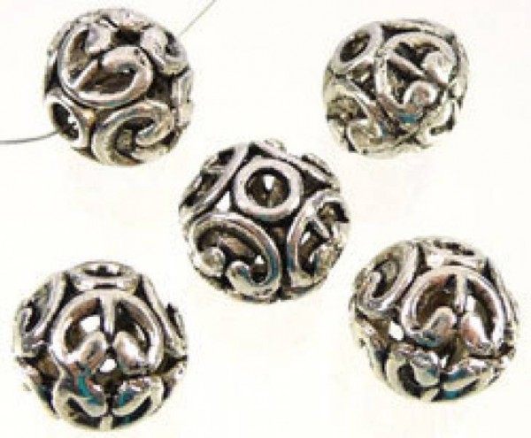 1 Perle 11mm filigran Metall silber/platin 07341