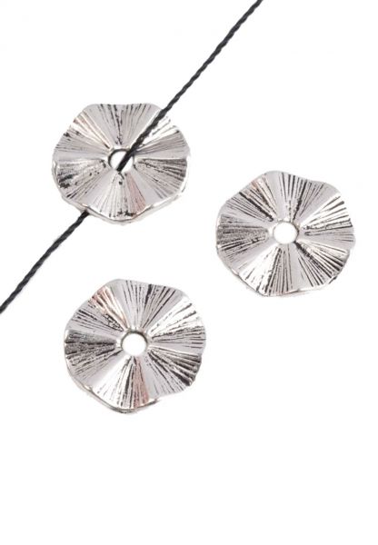 Metallscheiben gewellt 14mm silber/platin Spacer Perle 18434
