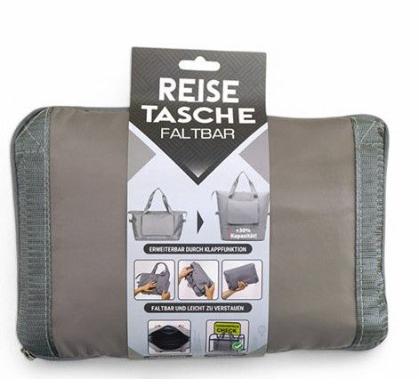 Faltbare Reisetasche Tasche Einkauf Travel Bag Handgepäck, 40x25x20cm, grau
