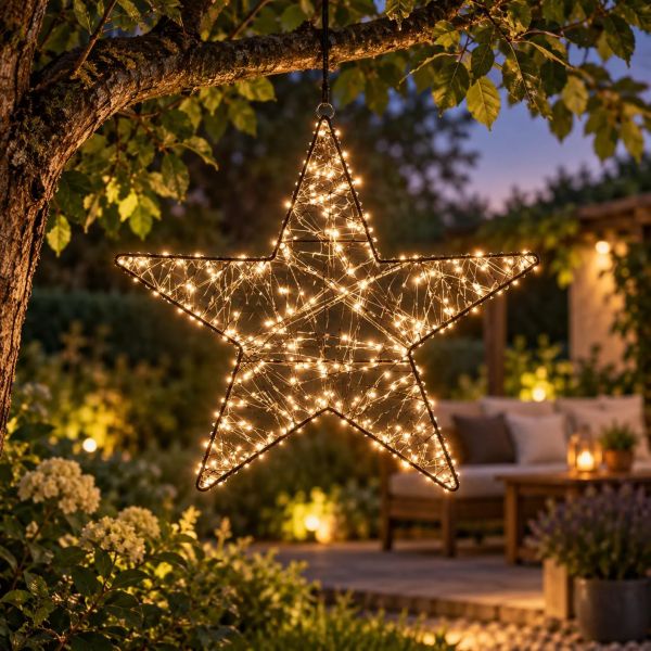 LED Stern Funkel warmweiß, 30cm 200 LEDs, mit Timer Leuchtstern für Garten Terrasse fenster dimmbar