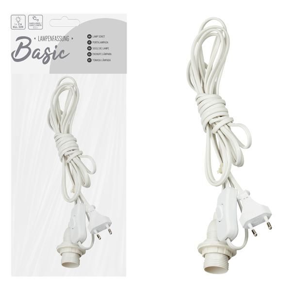 Lampenfassung Schalter 4m Eurostecker E14 Lampensockel Fassung Glühbirne weiß