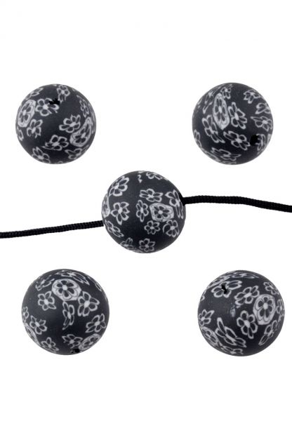 20 Fimo Perlen 12mm Kunststoff schwarz weiß Muster fein 19519