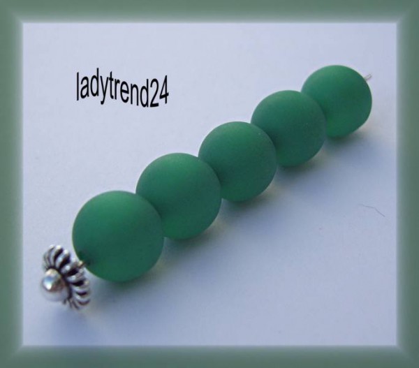 5 Polarisperlen 10mm türkisgrün matt