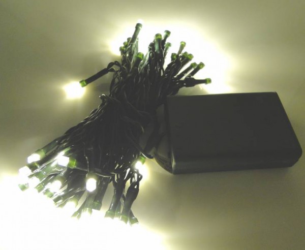 LED - Lichterkette 100 Lämpchen Batterie warmweiß - grünes Kabel
