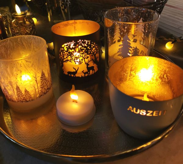 LED Teelicht mit Timer Batterie Flamme Fackel extra warmweiß