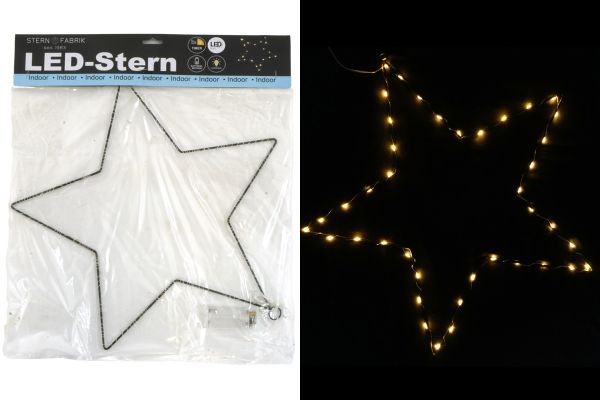 LED Stern schwarz Timer batteriebetrieben 40cm mit 30 LEDS