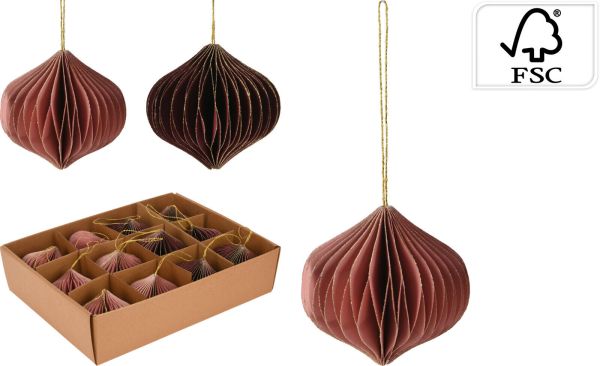 Papier Anhänger 2 St. Wabe Zwiebel 8cm Rot
