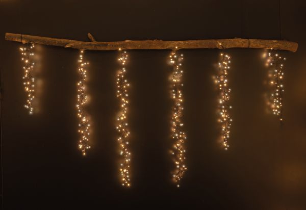 LED Cascade Cluster Lichterkette extra warmweiß/warmweiß 4,32 m lang mit 6 Büscheln