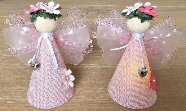 2er Set Glücksfee "Ida" altrosa klein stehend mit Teelicht Bastelpackung 11cm