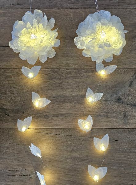 2 kleine Lichtblumen aus Papier 17cm Bastelpackung