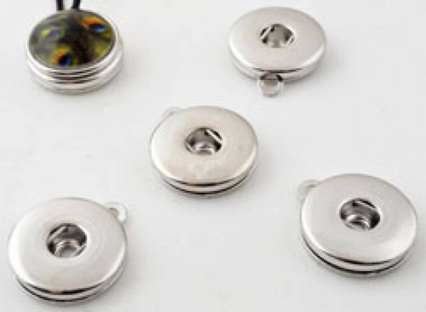 1 Anhänger für Double Beads Click Druckknopf silber/platin 13201