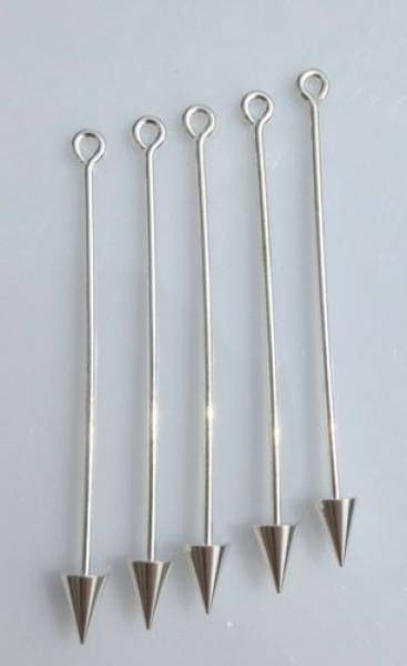 5 Wechselstäbe 60mm Spitze silber 50107