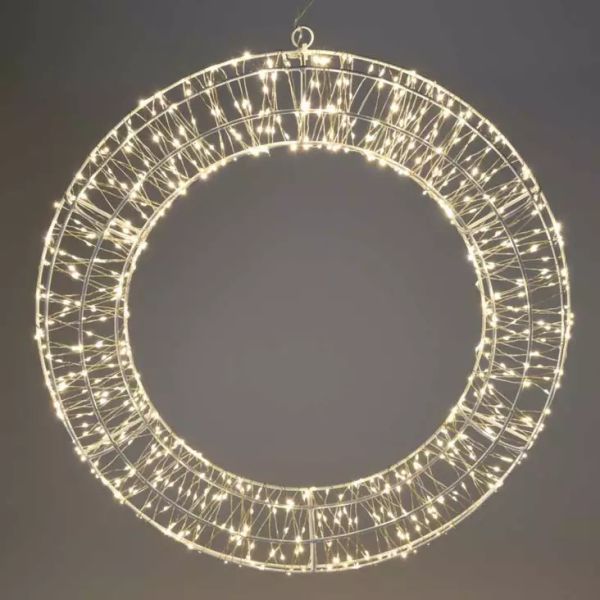 LED Kranz 38cm 480 LEDS warmweiß Timer Strom für innen und außen Wand
