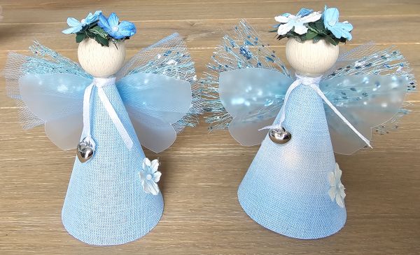 2er Set Glücksfee "Smilla" blau klein stehend mit Teelicht Bastelpackung 11cm