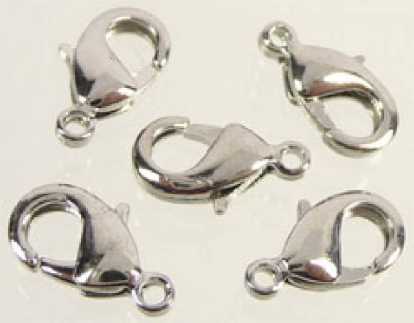 10 Kettenverschlüsse Karabiner silber/platin 12x7mm 07811