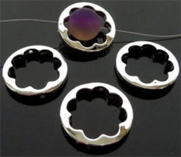 1 Spacer Kunststoff Zwischenteil silber 25mm Blume 05955