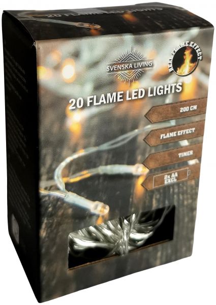 Flammeneffekt! 20er LED - Lichterkette mit Timer Batteriebetrieb