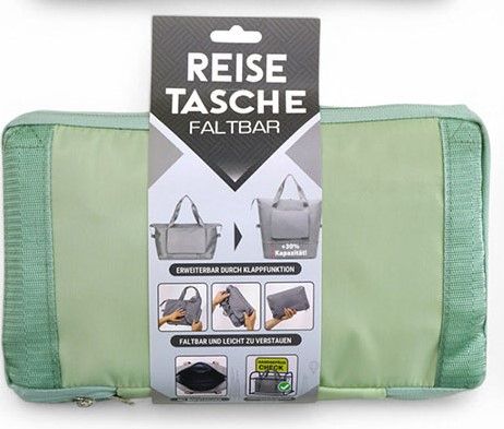 Faltbare Reisetasche Tasche Einkauf Travel Bag Handgepäck, 40x25x20cm, grün