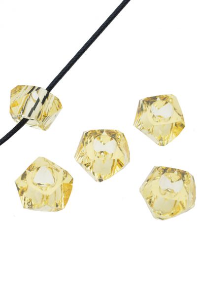 5 Beads 14x8mm Kunststoff facette gelb-gold 17516