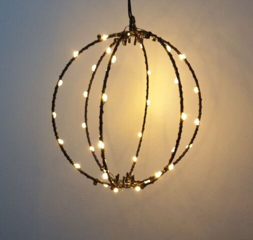 LED Kugel 15cm 40 LEDS Leuchtball extra warmweiß gold Batterie Timer