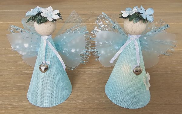2er Set Glücksfee "Tilda" türkis klein stehend mit Teelicht Bastelpackung 11cm