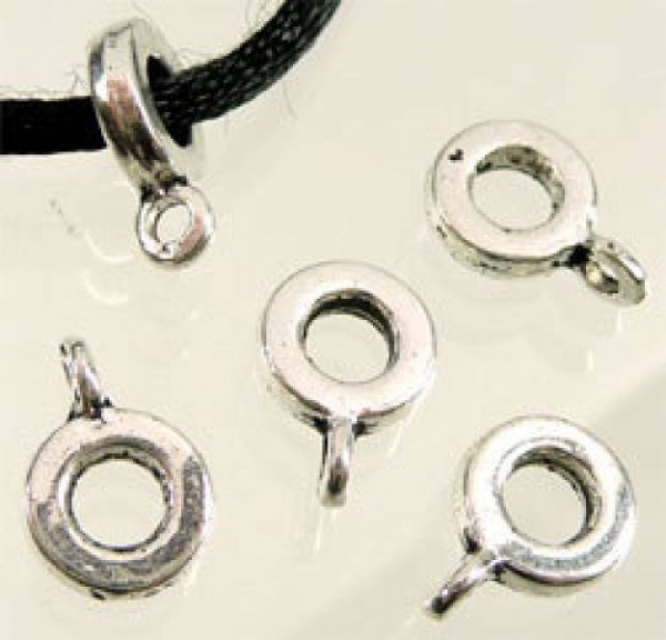 10 Rondelle mit Öse Zwischenteil silber/platin Großloch Anhänger 07666