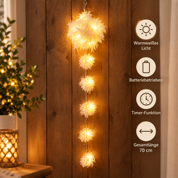 LED Lichterkette Sterne Timer Batterie 70cm innen
