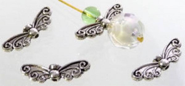 5 Spacer Zwischenteil silber/platin Perle Engel Flügel 02408