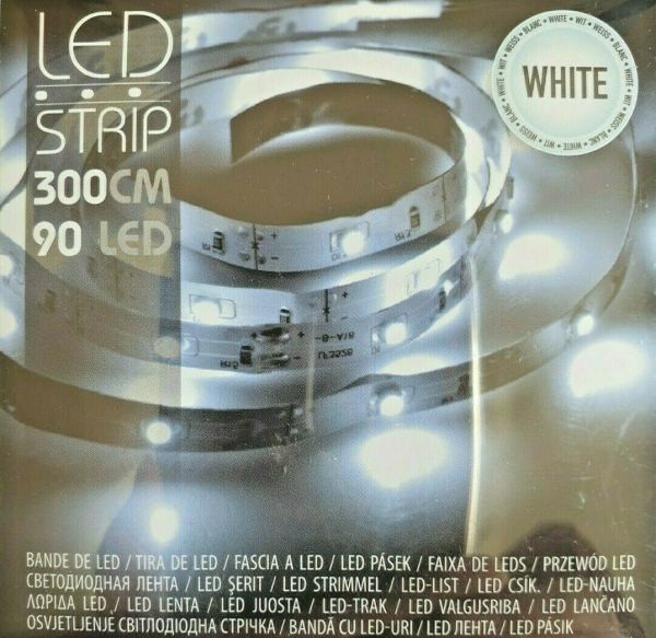 LED Leuchtstreifen Lichterkette 90 Leds kaltweiß Batterie Stripe Leiste 3m