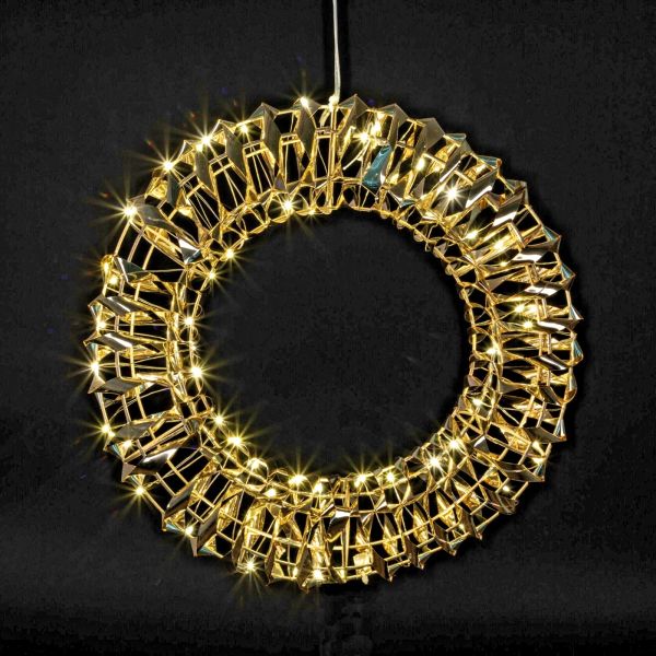 LED Kranz gold Batterie Timer 30cm 50 LEDS warmweiß innen