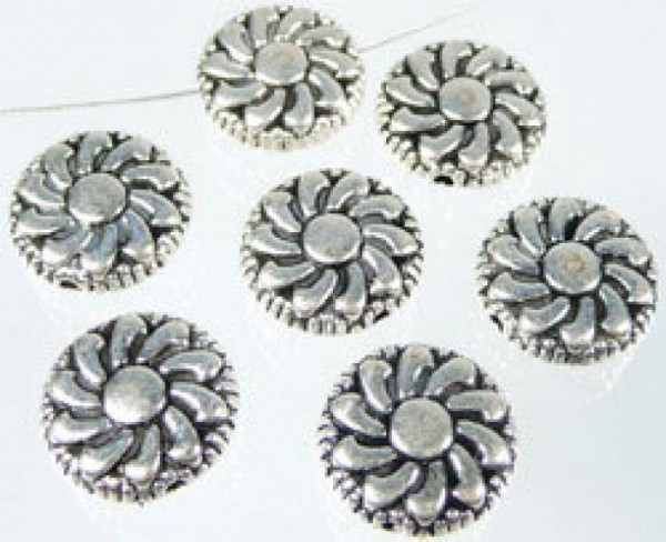 1 Metallperle Blume flach 12mm silber/platin Metall 06338